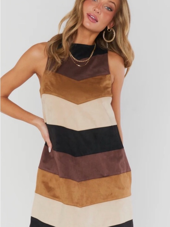 Show Me Your MuMu Dresses & Skirts - SHOW ME YOUR MUMU WOMEN'S FAUX SUEDE CHEVRON MOD MINI DRESS in Medium